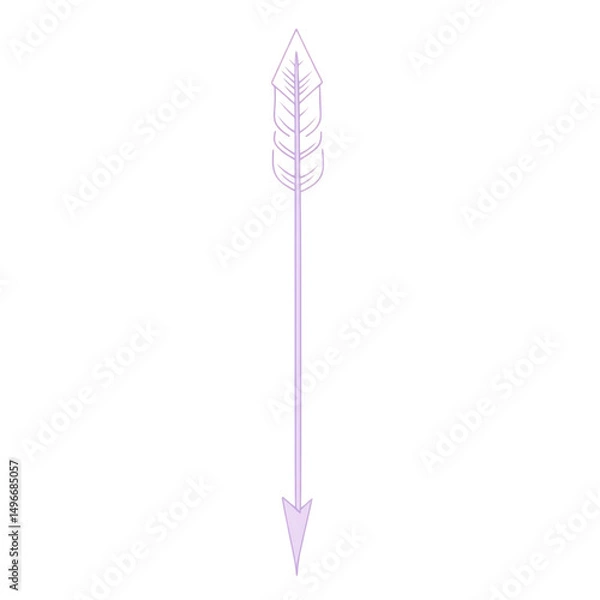 Fototapeta Minimal Arrow with Elegant Contours in Soft Lavender Isolated on Transparent Background