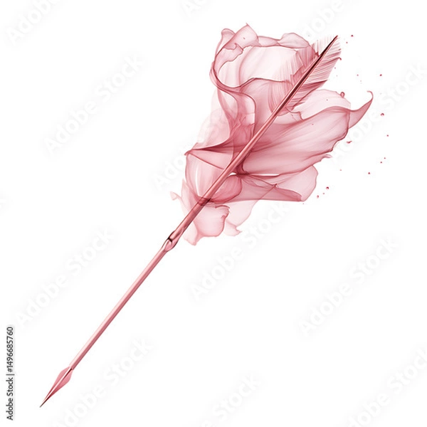 Fototapeta Artistic Arrow with Dynamic Motion in Soft Rose Isolated on Transparent Background