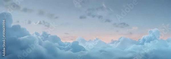 Fototapeta Soft light blue abstract backdrop  Blurred gradient, ethereal cloud forms ,  calm,  artwork,  background