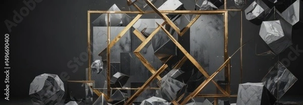 Fototapeta Versatile geometric photo collage, customizable frames & abstract elements , element, shape