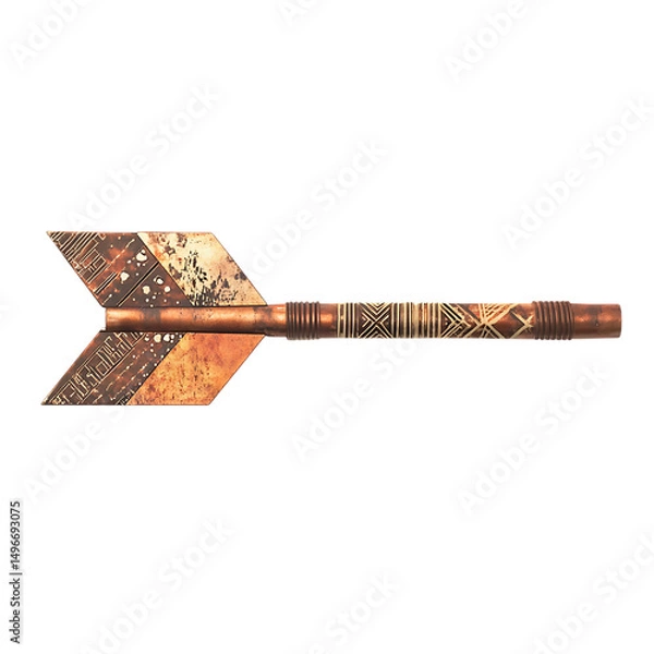 Fototapeta Abstract Arrow with Overlapping Patterns in Copper Isolated on Transparent Background