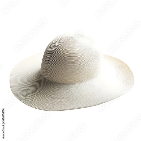 Fototapeta Elegant Wide Brim Sun Hat with Smooth Graceful Curves Isolated on Transparent Background
