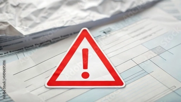 Obraz Tax Deal Compliance concept. Warning sign on forms, conveying caution or alertness.