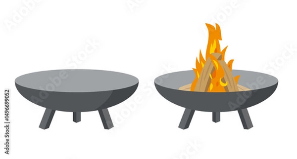Obraz たき火台（ファイヤーピット）のイラスト