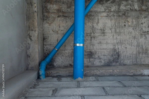 Fototapeta Plumbing installation process construction site visual documentation industrial environment close-up view infrastructure development