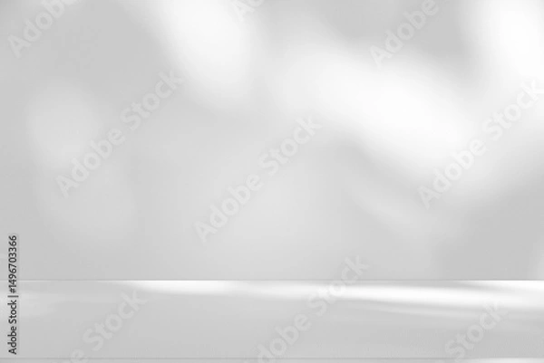 Fototapeta Wall interior background, studio and backdrops show products.with shadow from window color white and grey. background for text insertion and presentation product	