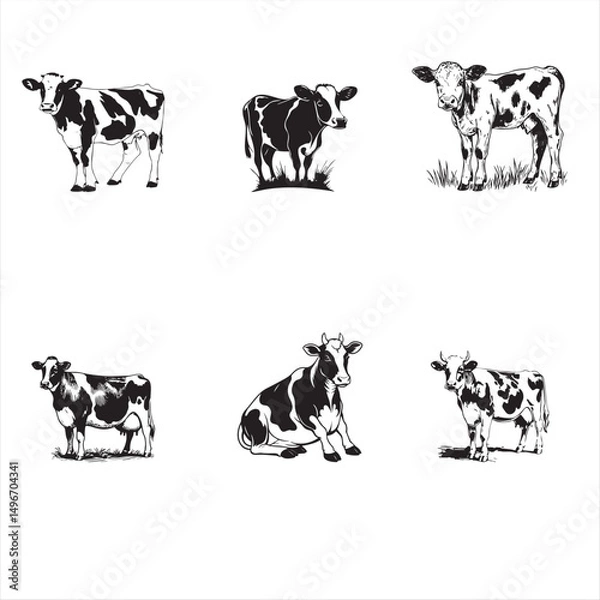Obraz Group cow vector design