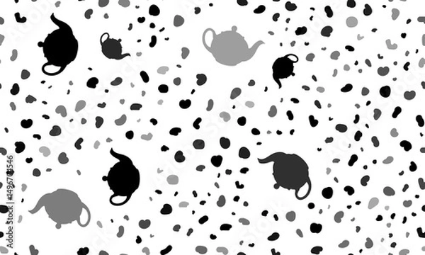 Obraz Abstract seamless pattern with teapot for tea symbols. Creative leopard backdrop. Illustration on transparent background