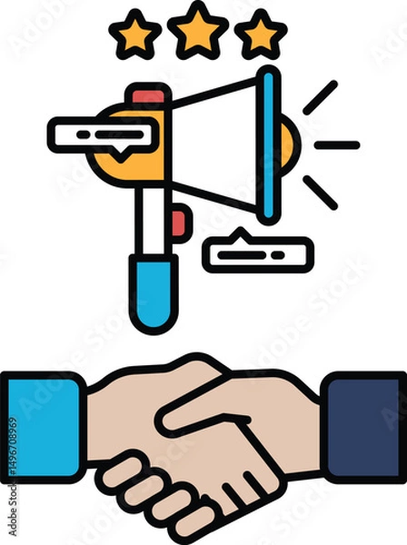 Fototapeta A hand shaking another hand with a large microphone in the background