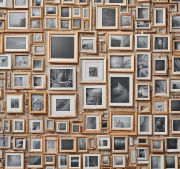 Fototapeta Varied photo frame grid collage mockup; diverse shapes & sizes ,  stylish,  style