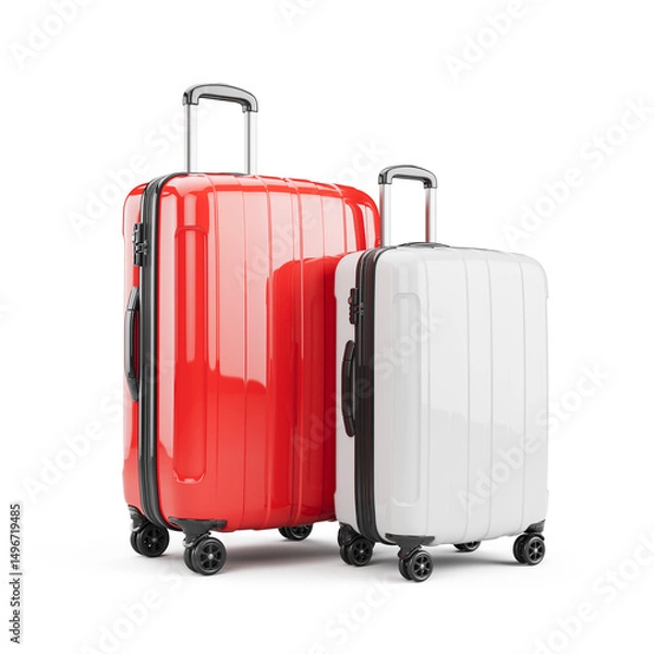 Obraz Pair of suitcases - Travel concept. Suitcase isolated on transparent png - 3d illustration