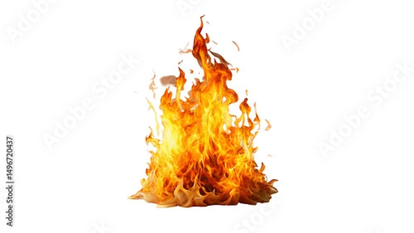 Fototapeta Bright Burning Flames Isolated on Transparent Background with Fiery Heat, Motion Effects, and Vivid Detail.
