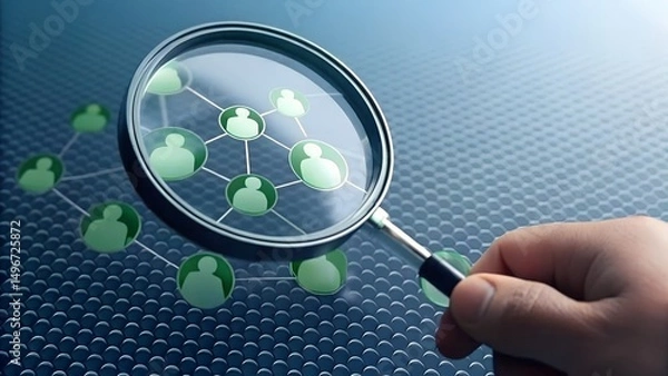 Fototapeta Analyzing Social Networks A Magnifying Glass on Connections and Relationships