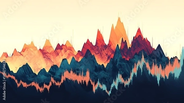 Fototapeta Abstract Mountain Range Data Chart.