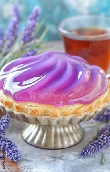 Fototapeta cake on a plate with a spoon