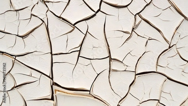 Fototapeta Detailed close-up showcases the cracked and dried earth, exhibiting intricate patterns and textures of environmental impact. Evoking a sense of desolation and resilience.