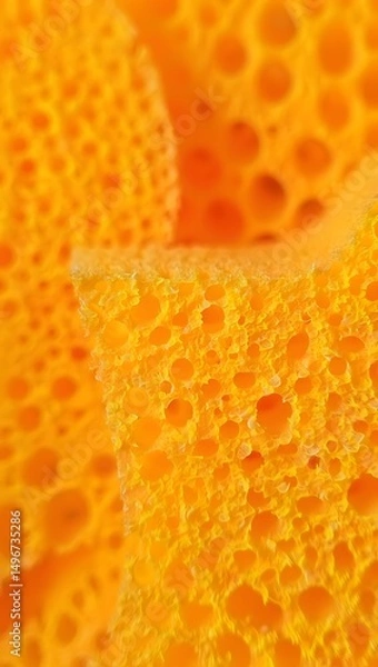 Fototapeta Close-up of a vibrant sponge texture. Capturing the intricate porous surface and sunny hue.
