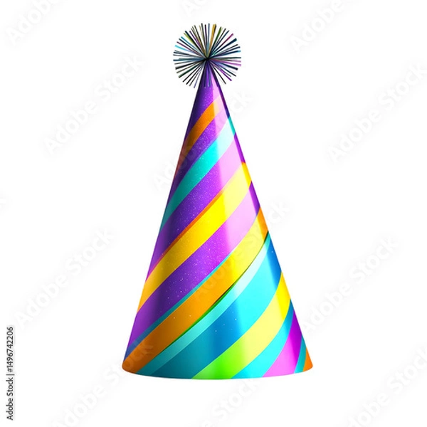 Obraz Colorful Party Hat with Glittering Decoration - Festive Celebration Accessory