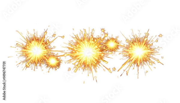 Fototapeta Bright sparkling fireworks isolated on a white background