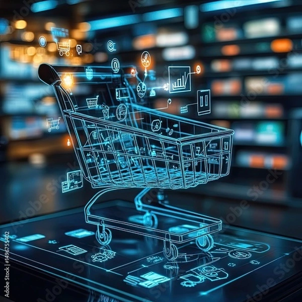 Fototapeta Machine learning platform built for e-commerce analytics offering churn prediction, cart abandonment insights, user intent tracking, A/B test automation, and sales forecasts