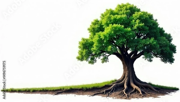 Obraz A well-established business, symbolized by a strong, mature oak tree with deep roots, representing stability and longevity in the marketplace ,  economy,  strategy