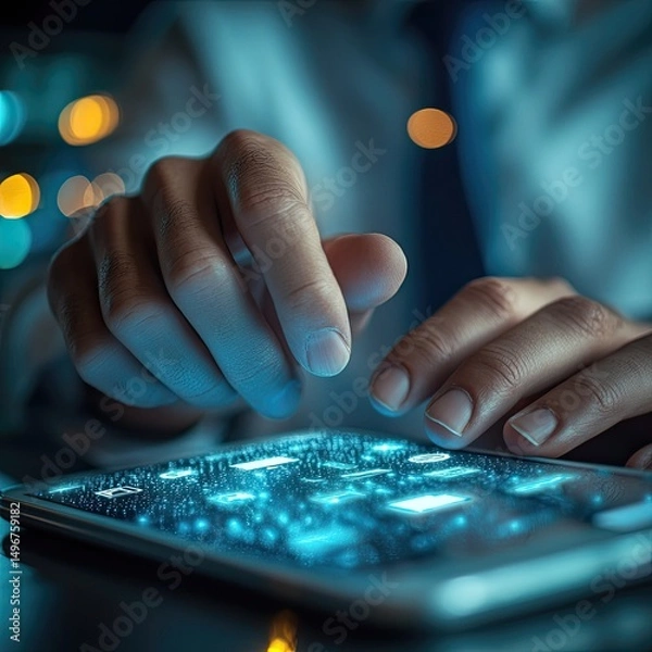 Fototapeta Mobile Business Apps boosting productivity, enabling communication, streamlining workflows, increasing accessibility, supporting on-the-go management, enhancing mobile presence