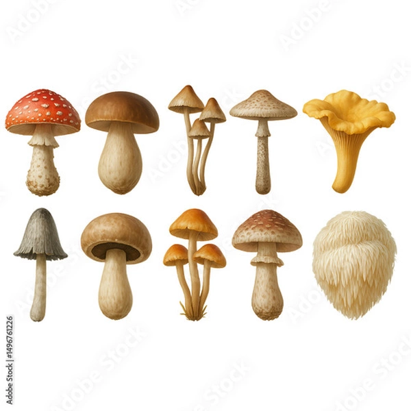 Obraz mushrooms on white background isolated on transparent or white background png