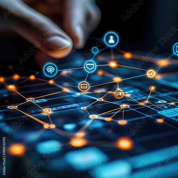 Fototapeta Multi-channel marketing solutions captured with businesses utilizing a mix of digital marketing platforms like social media, email, SEO, PPC, and offline channels to engage customers and increase 