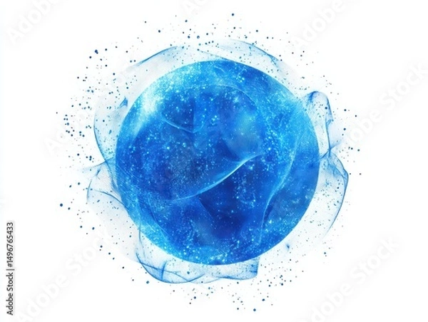 Fototapeta Abstract Energy Orb: A captivating display of abstract art, featuring a glowing blue orb surrounded by dynamic energy trails, evoking concepts of innovation and technology.