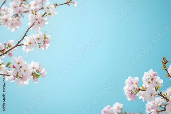 Obraz Cherry Blossom Background with Clear Blue Sky

