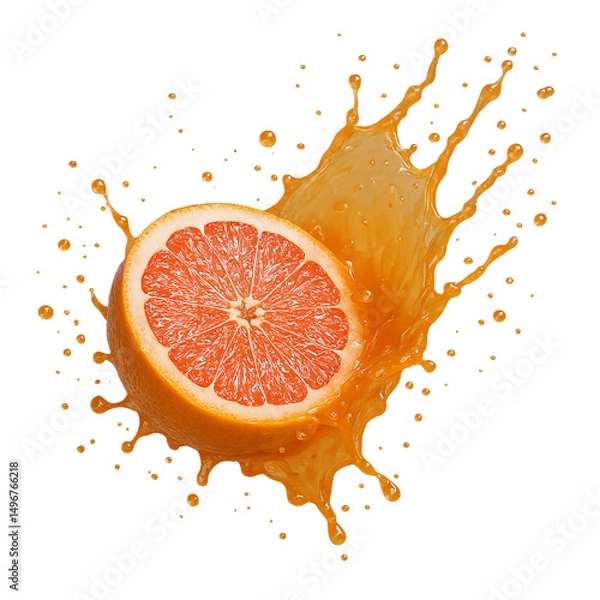 Obraz orange and water splash isolated isolated on transparent or white background png