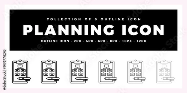 Fototapeta Pack of 6 Outline Vector planning icon