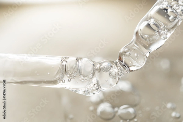 Obraz samples serum tests glass pipettes with drops of serum on a light beige background