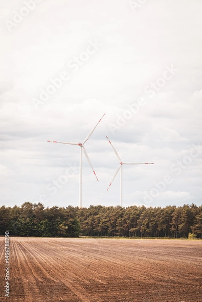 Fototapeta Wind turbines in the countryside around Bramsche, Osnabrück region, Germany