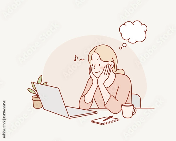 Fototapeta Business Professional Enjoying Success at Work. Hand drawn style vector design illustrations.