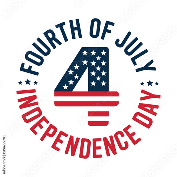 Obraz Fourth of July independence day graphic with patriotic stars and stripes number design.

