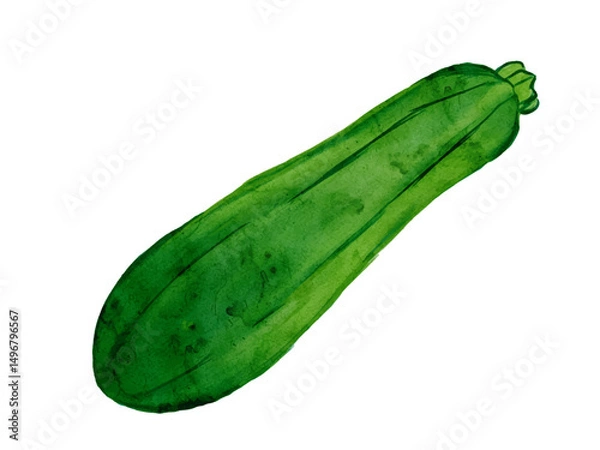 Obraz 水彩で描いた夏野菜のみずみずしいズッキーニのイラスト素材