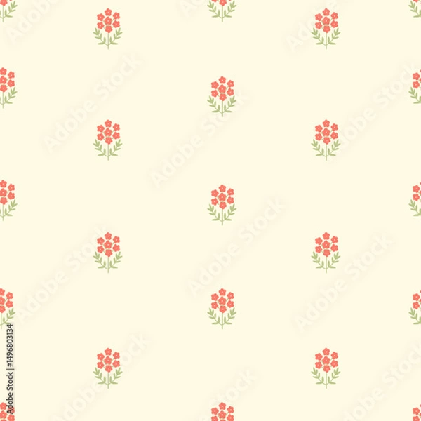 Obraz Seamless cute pattern with creative decorative flowers in scandinavian style. Vector floral pattern