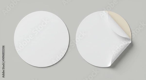 Obraz Blank Round Stickers White Circle Labels Peel Off Adhesive Mockup