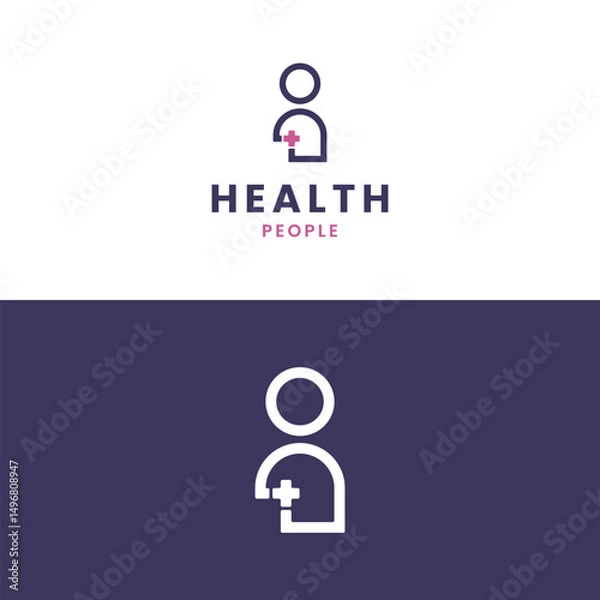 Fototapeta Doctor logo design icon template, Doctor hold plus icon concept