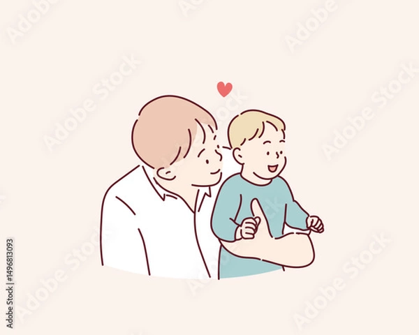 Fototapeta Father Holding baby with Loving Gaze
Hand drawn style vector design illustrations.