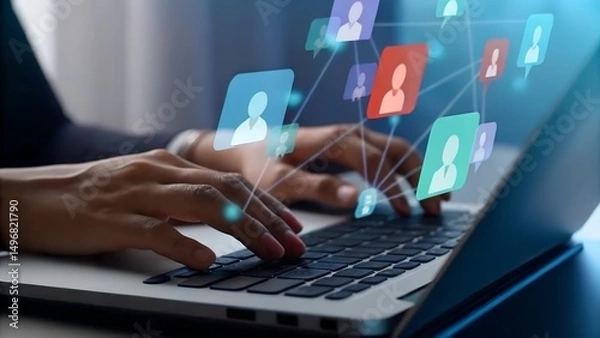 Fototapeta Connecting with People Online A Visual Guide to Social Networking and Digital Communication