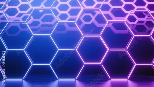 Fototapeta Hexagons pattern. Geometric abstract background with simple hexagonal elements. Medical, technology or science design