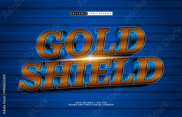 Fototapeta gold shield editable text effect with a king and rich text effect