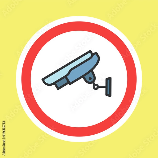 Fototapeta Video surveillance label, CCTV camera sticker