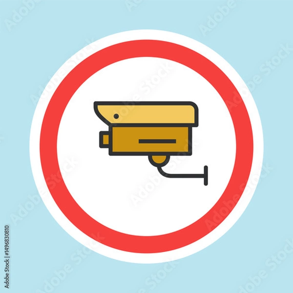 Fototapeta Video surveillance label, CCTV camera sticker