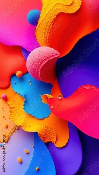Obraz Mobile wallpaper,  a vibrant and abstract composition featuring colorful blobs and spherical shapes