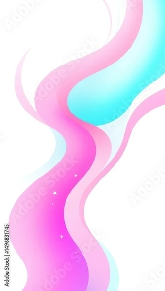 Obraz Mobile wallpaper,  a digital artwork of flowing pink and cyan ribbons on a white background