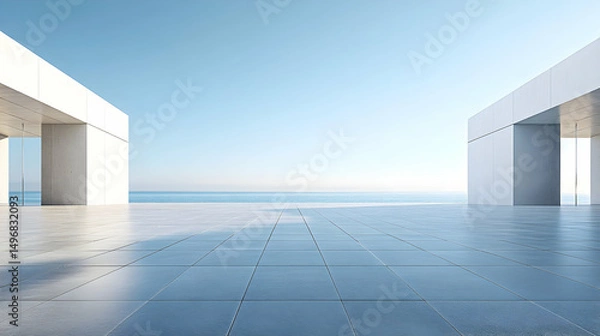 Fototapeta A vast empty plaza with a sea vie  B8A67