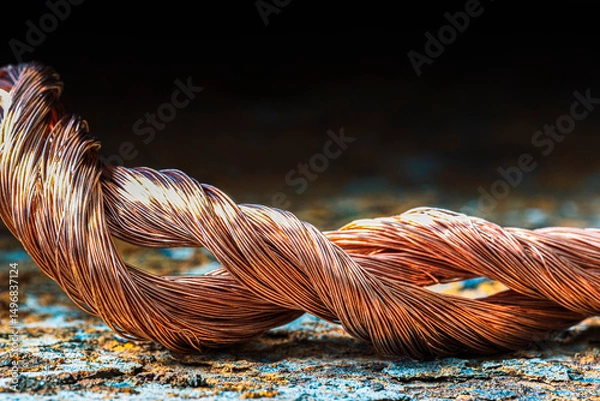 Obraz Copper wire on rusted metal background